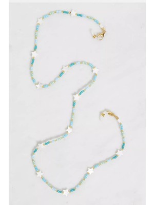 New Obsessions Sedef Yıldızlı Mavi Boncuk Gözlük Ipi