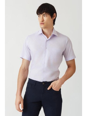 Bisse Regular Fit Kısa Kollu Lıla Klasik Erkek Gömlek GM22Y221074_C44