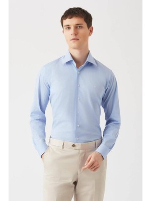 Bisse Erkek Regular Fit Uzun Kollu Klasik Gömlek MAVİ GM22K222055_E35