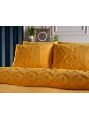 Doqu Home Muslin Zeugma Çift Kişilik Nakışlı Nevresim Takımı - Sarı