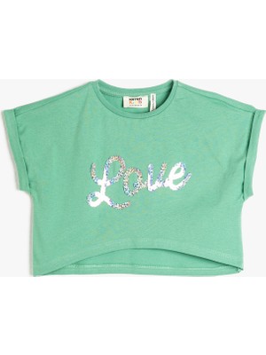 Koton Baskılı Yeşil Kız Çocuk T-Shirt 3SKG10037AK