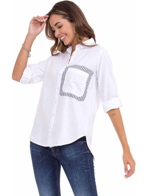 Cipo & Baxx WH128 Sırt Detaylı Beyaz Kadın Gömlek10