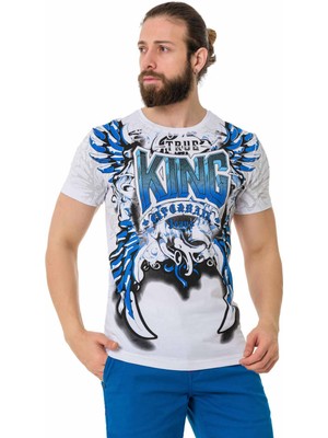 CT763 King Baskılı Beyaz Tişört