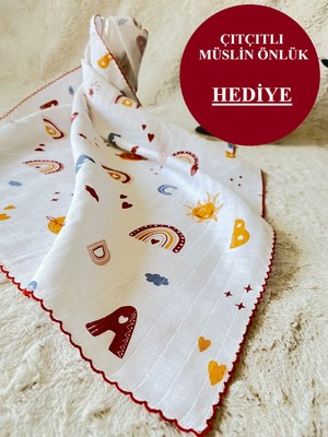 Masal Baby Kids Çok Amaçlı Müslin Örtü 80 x 90 cm Yeni Doğan/Bebek/Çocuk Gökkuşağı Harfli Müslin Bez/Müslin Battaniye