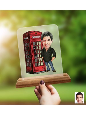 Bk Gift Kişiye Özel Erkek Karikatürlü Ahşap Standlı Pleksi Biblo-1