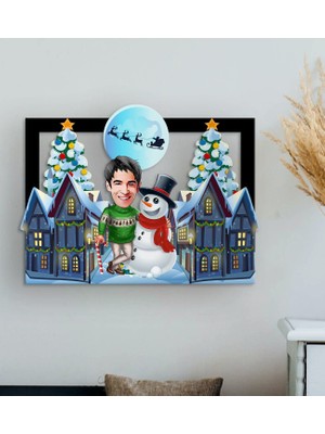 Bk Gift Kişiye Özel Erkek Yeni Yıl Karikatürlü 3D Ahşap Tablo-1