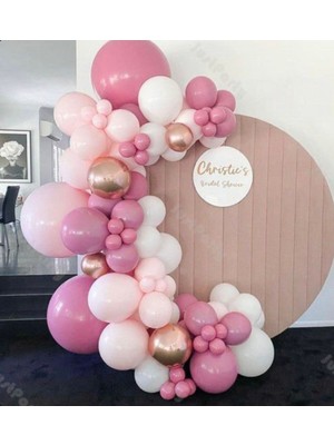 Bal10 Dünyası Yaban Çileği Somon Beyaz Krom Gold Balon Seti 50 Adet