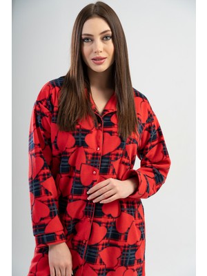 Vienetta Kadın Polar Tamamı Düğmeli Uzun Kol Gecelik
