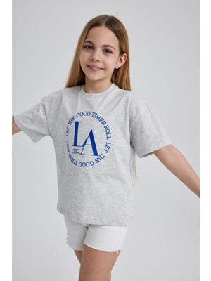 DeFacto Kız Çocuk Relax Fit Kısa Kollu Tişört A1284A823SM