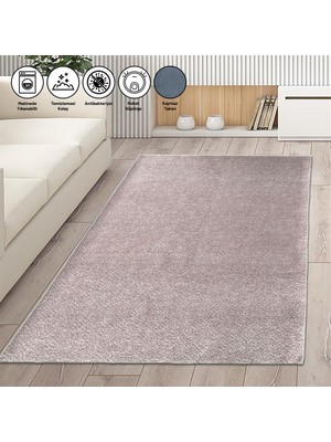 Carpettex Modern Desenli Bulanık Pudra Rose Halı Kaymaz Taban Yıkanabilir