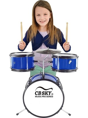 Beste Müzikevi Cb Sky 5 Parça Çocuk Davul Seti Mavi Tabure + Baget
