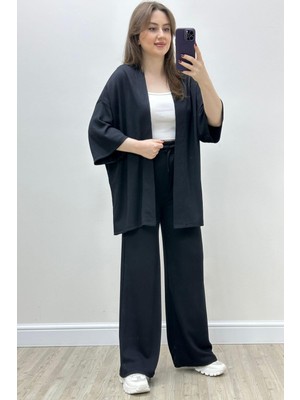 Mazi Butik Gofre Ikili Takım Siyah10