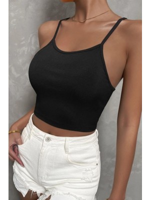 Fancy&Dancy Kadın Kaşkorse Şık Büstiyer - Ribana Kumaş Bağlama Detaylı Crop Üst - 50900