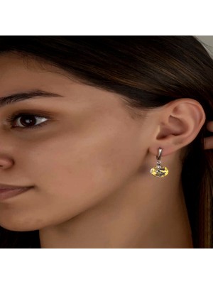 925 Gümüş Swarovski Crystal Taşlı Gümüş Beyaz Sallantılı Kadın Küpe