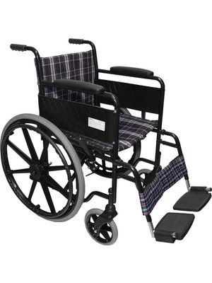 Pirmax Manuel Tekerlekli Sandalye (Plastik Jantlı, Ekose)