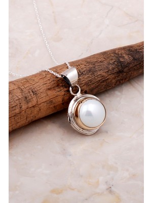 Sümer Telkari İnci Taşlı Sarma Elişi Gümüş Kolye 7823