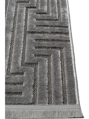 Cotton Halı Pier Pr02 Grey Iskandinav Desenli Modern Salon Halısı