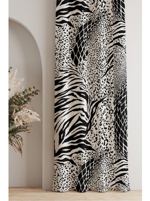 Ays Home Siyah Beyaz Zebra Desen Fon Perde