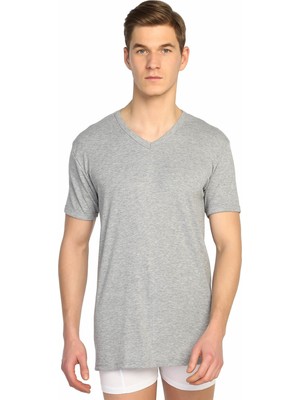 Erkek Siyah Kısa Kol Ribana V Yaka Fanila