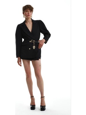 Quzu Kemer Detaylı Blazer Ceket Siyah 23Y51211