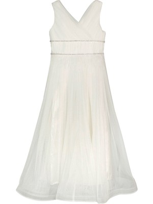 Civil Girls Kız Çocuk Tüllü Abiye 6-14 Yaş Kırık Beyaz