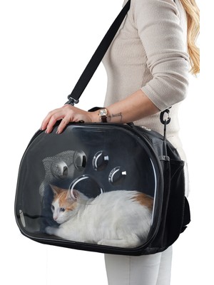 Northern Fashionelips Kedi Taşıma Çantası El ve Sırt Çantası 6 Hava Kanalı 2 Fileli Cep Kedi Taşıma Çantası Astronot Kedi Taşıma Çantası
