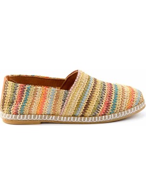 Bambi Hardal Çok Renkli Hasır Leather Kadın Espadril K01534070728