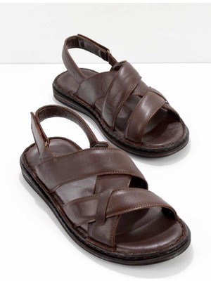 Bambi Kahve Leather Erkek Sandalet E05804024103