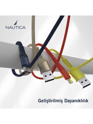 Nautica C20 Type-C To Usb-A 22.5W Hızlı Şarj ve Data Kablosu 2.1m Sarı