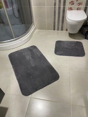 Mavi Home Banyo Paspas Takımı Peluş Kaymaz Taban Halı Peluş Banyo Paspas Klozet Takımı