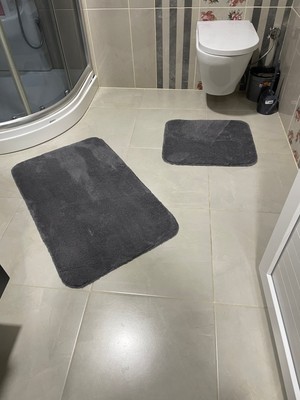 Mavi Home Banyo Paspas Takımı Peluş Kaymaz Taban Halı Peluş Banyo Paspas Klozet Takımı