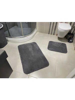 Mavi Home Banyo Paspas Takımı Peluş Kaymaz Taban Halı Peluş Banyo Paspas Klozet Takımı