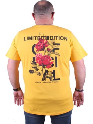 Starbattal Büyük Beden Sıfır Yaka Tişört Limited Edition 23111 Sarı