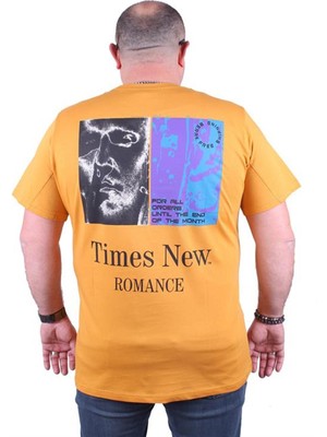 Starbattal Büyük Beden Sıfır Yaka Tişört Romance 23104 Hardal