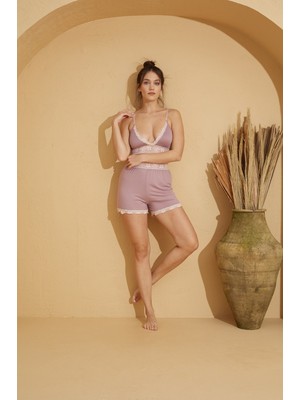 Pijamoni Milan Dantel Detaylı Sabahlıklı 3'lü Pijama Takımı - 7650