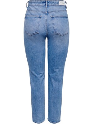 Only Onlemily Pamuklu Yüksek Bel Straight Fit Düz Paça Jeans Kadın Kot Pantolon 15249500