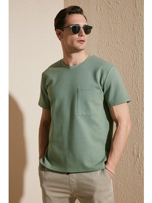 Buratti Bisiklet Yaka Tek Cepli Pamuklu Oversize T Shirt Erkek T Shirt 5902305