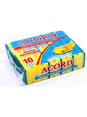 Acord Oluklu Bulaşık Süngeri Ekonomik Paket 10 Adet Eskta Güçlü Kolay Temizlik