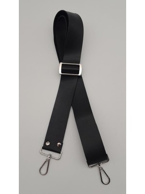 Angel Çanta Aksesuar Suni Deri Siyah 120X4 cm Çanta Sapı Kalsap Gümüş Metalli