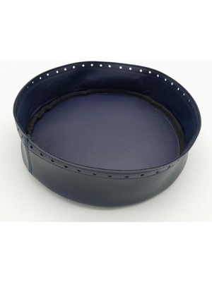 Angel Çanta Aksesuar Lacivert Suni Deri 22 cm Yuvarlak Yüksek Çanta Tabanı Gümüş Metalli