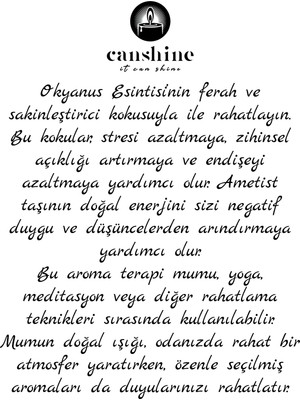 CanShine Candle El Döküm Okyanus Esintisi ve Ametist Taşlı Kokulu Mum