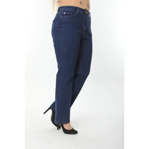 Era Lisa Boru Paça Rahat Kalıp Likralı Kadın Siyah Büyük Beden Kot Pantolon