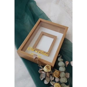 Verda Çerçeve Yeni Model 25X35 cm Bambu Yatay Fotoğraf Alanlı Model Tasarım Gül Kutusu Anı Çerçevesi!