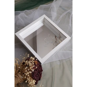 Verda Çerçeve 25X25 cm Verda Anı Gümüş Zeminli Çerçevesi-7 cm Derinlikli Anı Çerçevesi Gül Kutusu
