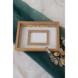 Verda Çerçeve 30X40 cm Ledli Bambu Yatay Fotoğraf Alanlı Model Tasarım Gül Kutusu Anı Çerçevesi! Ayna Çerçeve!