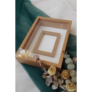 Verda Çerçeve 25X35 cm Bambu Yatay Fotoğraf Alanlı Model Tasarım Gül Kutusu Anı Çerçevesi! Isimsiz Ledli!