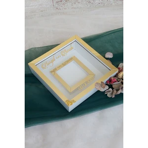 Verda Çerçeve Beyaz-Gold 25X25 cm Fotoğraf Bölümlü Verda Anı Çerçevesi-6 cm Derinlikli Anı Çerçevesi