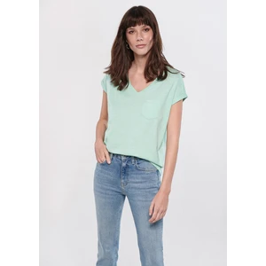 Kadın V Yaka Yeşil Basic Tişört 1600961-71444