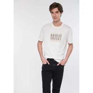 Erkek Mavi Logo Baskılı Beyaz Tişört 0610259-70057