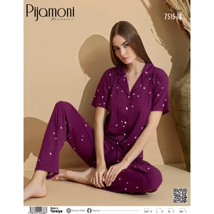 Kadın Kısa Kol Boydan Düğmeli Pijama Takımı - 7515-18